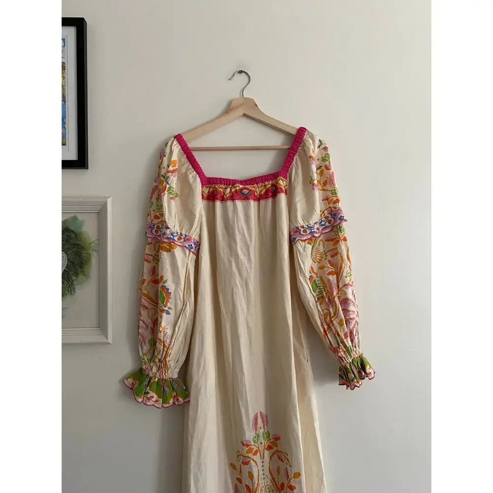 FARM RIO NWT Anthropologie Printed Linen Blend Dress Size XS - Picture 10 of 13